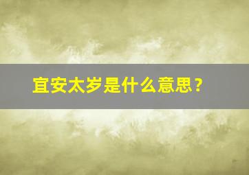 宜安太岁是什么意思？,宜安宅是什么意思