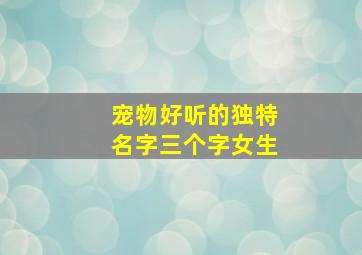 宠物好听的独特名字三个字女生,宠物名字可爱洋气三个字