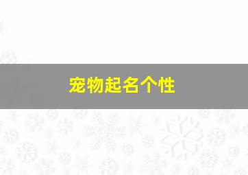 宠物起名个性,宠物名字 创意