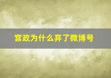 宫政为什么弃了微博号,宫正是谁