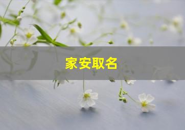 家安取名,家安名字好吗