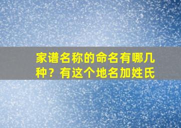 家谱名称的命名有哪几种？有这个地名加姓氏,家谱上的名字怎样填写