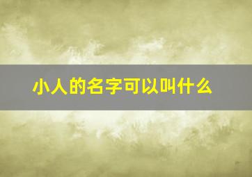 小人的名字可以叫什么,小人的名称