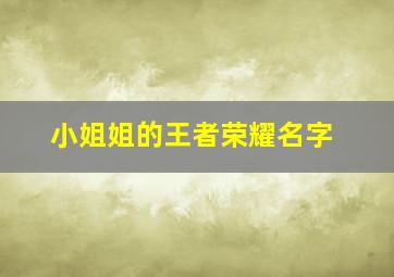 小姐姐的王者荣耀名字,小姐姐的王者荣耀名字大全