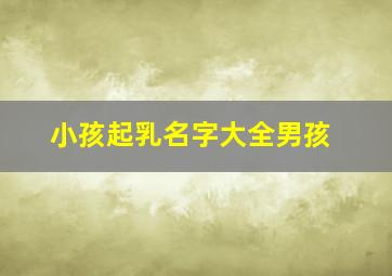 小孩起乳名字大全男孩,小男孩取乳名