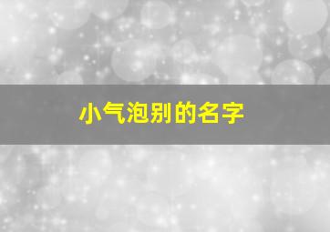 小气泡别的名字,小气泡其他名字