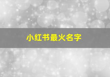 小红书最火名字,2024小红书洋气的名字