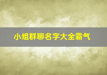 小组群聊名字大全霸气,小组群起什么名字好听