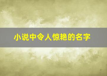 小说中令人惊艳的名字,小说中令人惊艳的名字女生