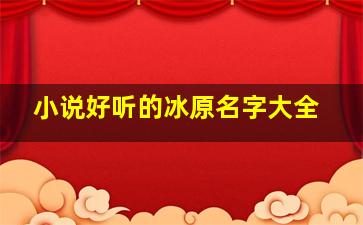 小说好听的冰原名字大全,冰原名叫什么名字