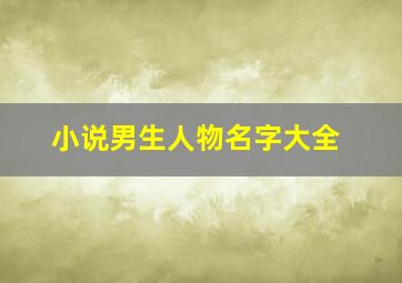 小说男生人物名字大全,小说人物取名字男生