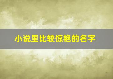 小说里比较惊艳的名字,小说里面惊艳的名字