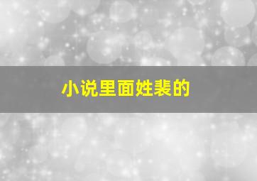 小说里面姓裴的,小说主角姓裴的小说