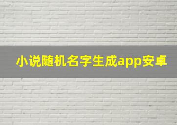 小说随机名字生成app安卓,小说随机名字生成app安卓版