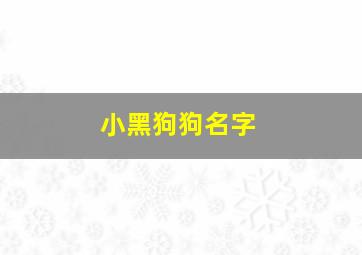 小黑狗狗名字