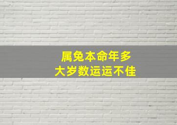 属兔本命年多大岁数运运不佳,本命年兔年要要化太岁嘛