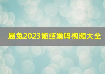 属兔2023能结婚吗视频大全,2023年兔年适合结婚的属相