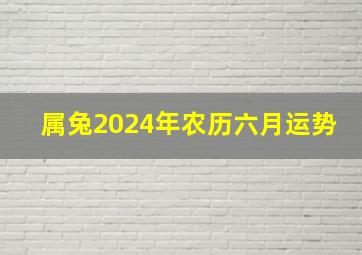 属兔2024年农历六月运势,属兔2024农历六月运势