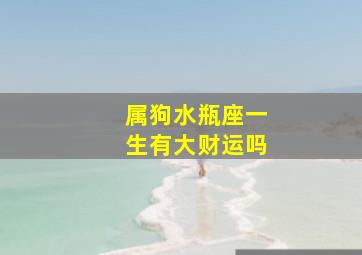 属狗水瓶座一生有大财运吗,生肖狗水瓶座