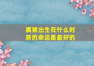 属猪出生在什么时辰的命运是最好的,属猪的几点出生最好属猪的什么时辰出生最好