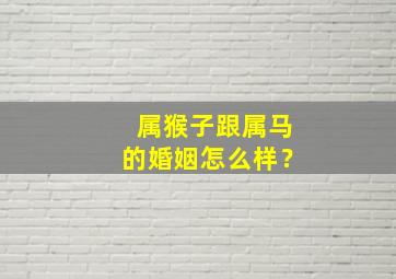 属猴子跟属马的婚姻怎么样？