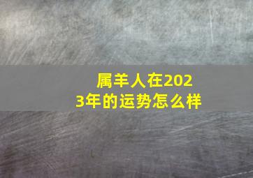 属羊人在2023年的运势怎么样