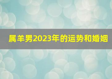 属羊男2023年的运势和婚姻