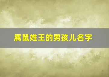 属鼠姓王的男孩儿名字,属鼠的王姓男孩取名字