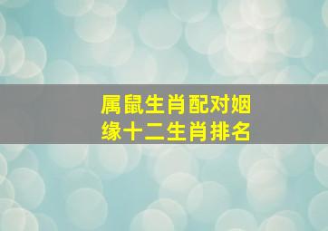 属鼠生肖配对姻缘十二生肖排名,属鼠的婚姻相配属鼠和什么属相最配