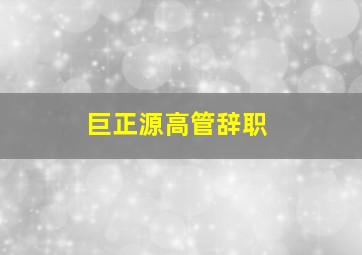 巨正源高管辞职,巨正源高管薪资怎么样