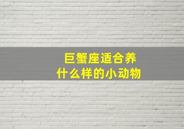 巨蟹座适合养什么样的小动物,十二星座配哪个小宠物