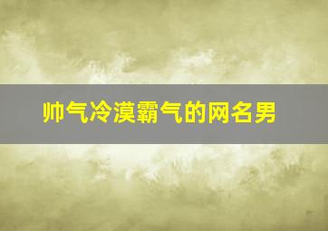 帅气冷漠霸气的网名男,帅气冷漠的网名男生