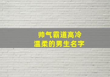 帅气霸道高冷温柔的男生名字,高冷温柔的网名男生