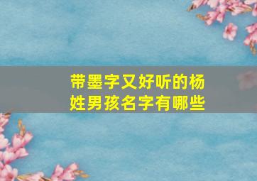 带墨字又好听的杨姓男孩名字有哪些,杨墨晗的名字多吗