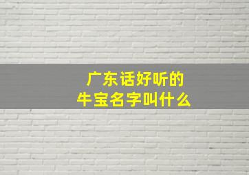 广东话好听的牛宝名字叫什么,广东话好听的牛宝名字叫什么来着