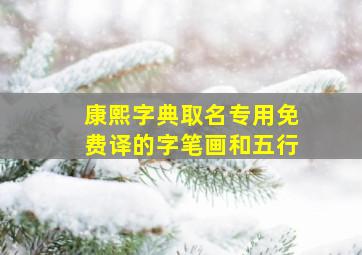 康熙字典取名专用免费译的字笔画和五行,有没有懂易经的大师