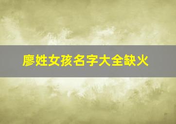 廖姓女孩名字大全缺火,廖姓女孩名字2024