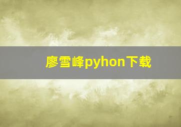 廖雪峰pyhon下载,如何系统地自学Python