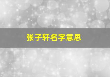 张子轩名字意思,张子轩名字的来历