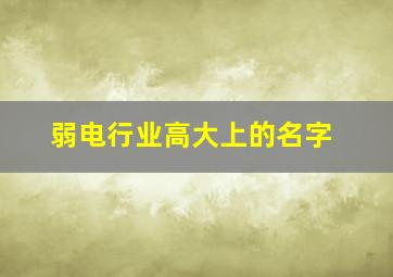 弱电行业高大上的名字,弱电行业名片