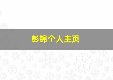 彭锦个人主页,彭锦斌简历