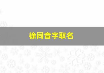 徐同音字取名