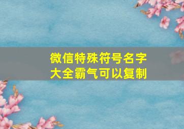 微信特殊符号名字大全霸气可以复制,2024微信特殊符号名字