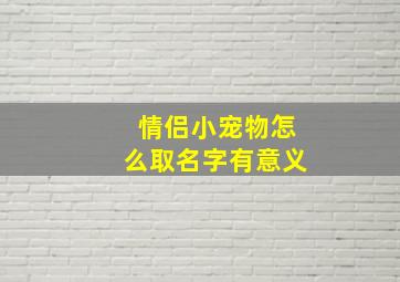 情侣小宠物怎么取名字有意义