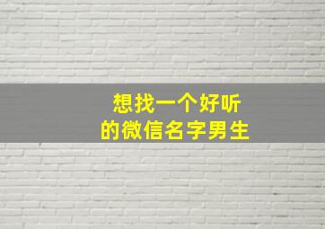 想找一个好听的微信名字男生,想找一个好听的微信号