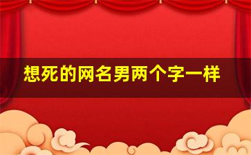 想死的网名男两个字一样,想死的两个字的网名