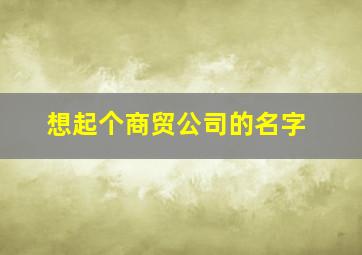 想起个商贸公司的名字,想起个商贸公司的名字怎么取