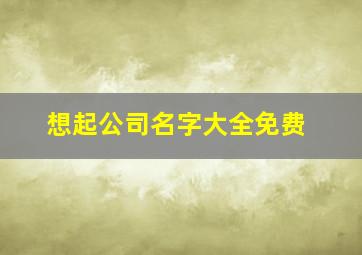 想起公司名字大全免费,犇起公司名字