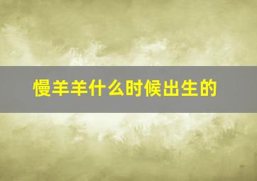 慢羊羊什么时候出生的,慢羊羊几年出生