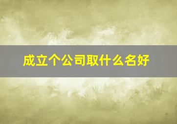 成立个公司取什么名好,成立个公司取什么名好听